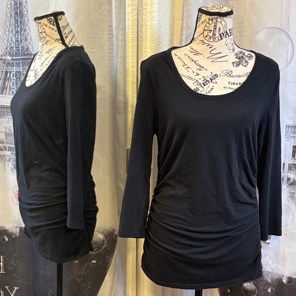 Michael Kors Black Long Sleeve Side Zip Top